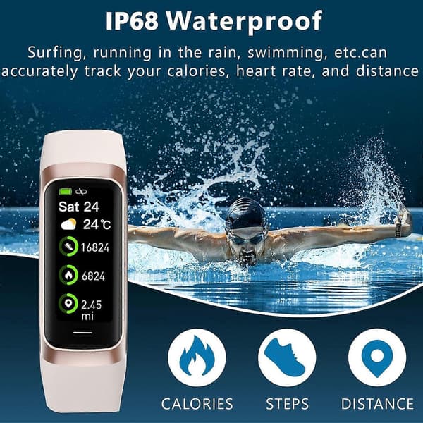 [LCS]Fitness Tracker med 24/7 Blodilt Hjertefrekvens og Søvnmonitor, IP68, 1.10'AMOLED Touch Farveskærm