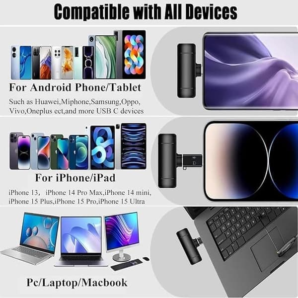 [LCS] 2-pack Wireless Lavalier Microphone with Charging Case – 3-in-1 Mini Mic for iPhone/Android, Video, Vlog, TikTok, YouTube