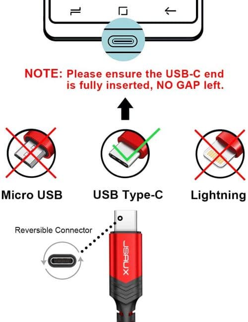 [LCS] Förpackning med 2 USB typ C / USB-kablar i flätad nylon, svart och röd