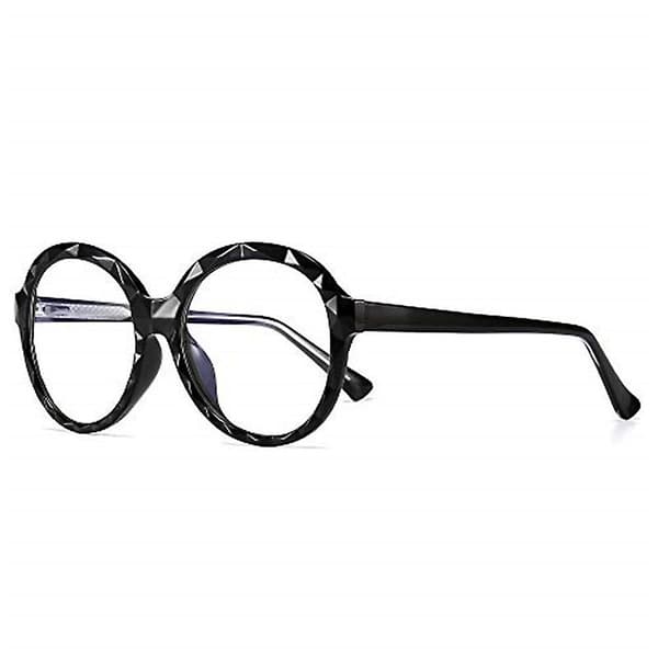 [LCS] Diamantskåret design Runde overdimensionerede briller med blåt lysfilter Black