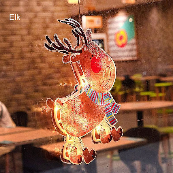 Utendørs Jule Silhuett Lys Led Juletre Vindusgardin Lys Med Sugekopp For Elk
