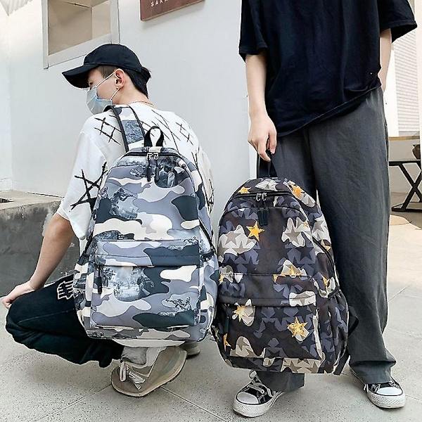 Tilbage til Skole Mænd Rygsæk Cool Skoletasker Til Teenagedrenge Camouflage Tekst Studenterbogtaske Style C
