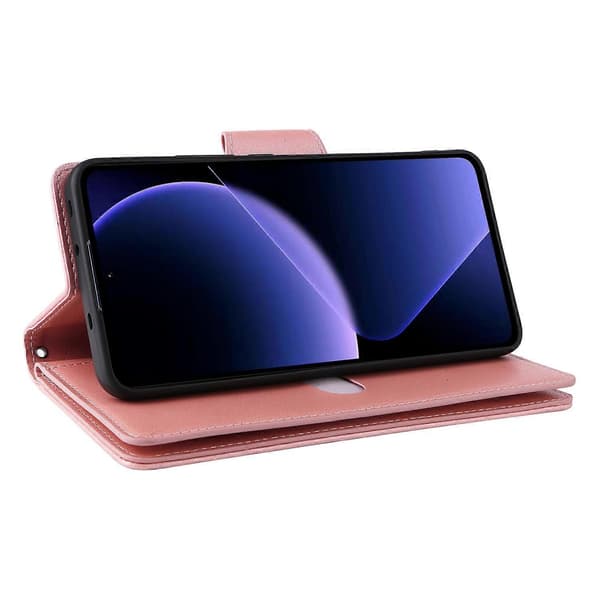 Fodral för Xiaomi 13T/13T Pro/Redmi K60 Ultra med blixtlåsficka, PU-läder och handledsrem Multicolor Style E