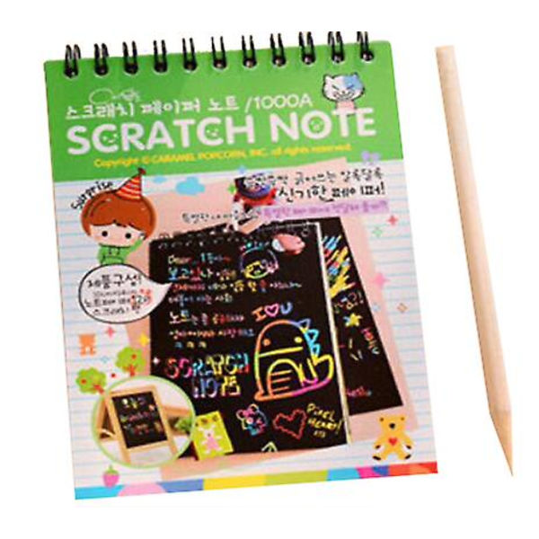 2 st Regnbågs Scratch Mini Konstanteckningar. DIY Festfavorit Tillbehör Kit green