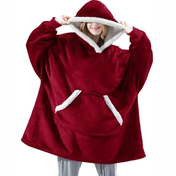 Flannel Hætteklæde Tæppe, One Size red