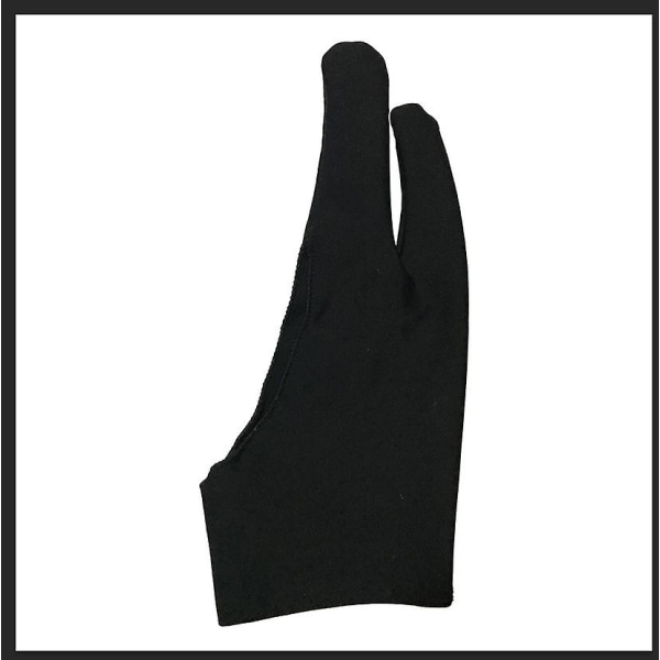 Konstnärshandske, rithandske vänster höger hand för ritplatta, 2 fingrar handske för ritning svart