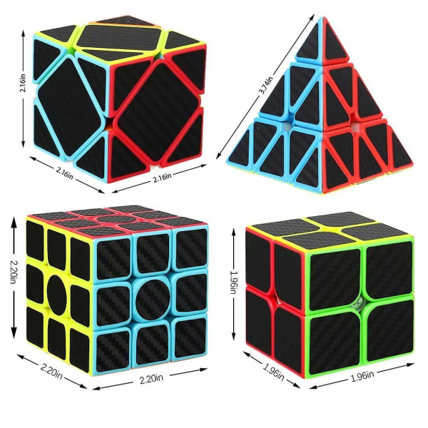 Speed ​​Cube Bundle [4-pack] 2x2 3x3 Pyramid Oblique High Speed ​​Brain Teasers Cube Magic Cube Pussel