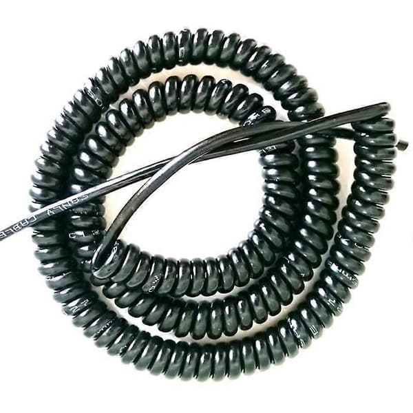 XHX Strand infällbar spiralfjäder expanderbar strömkabel, svart strömkabel, 3m