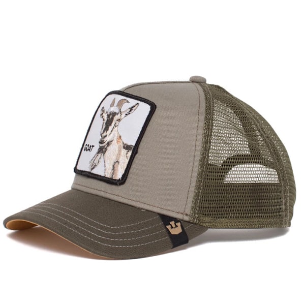 Farmdyr Trucker Baseball Cap Hat Mesh Style Mænd Kvinder Hip Hop Bros, justerbar Baseball Hat qd bes goat gray