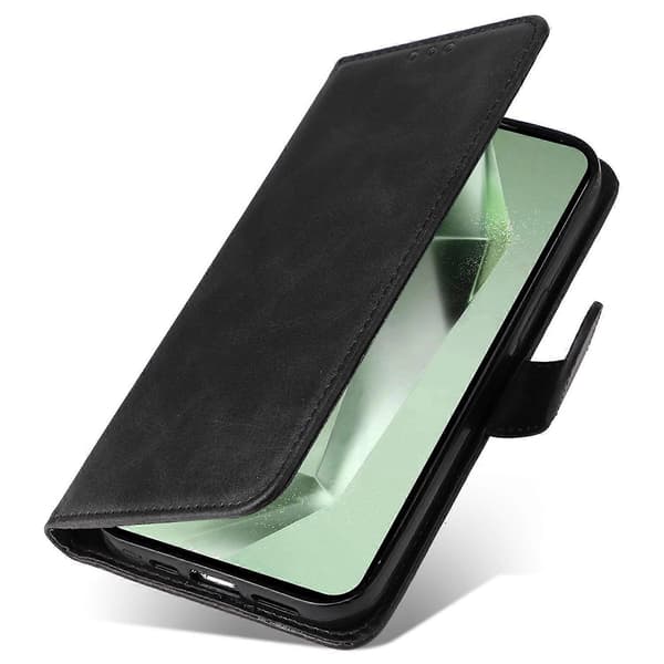 [LCS] För Samsung Galaxy S24 FE Plånboksfodral PU Läder Stativ Flip Telefonfodral Multicolor Black