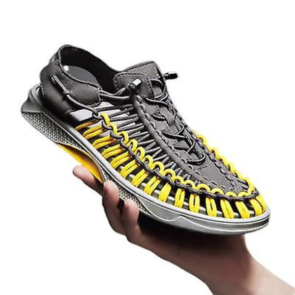 Pustende sandaler Herre Vevde fritidssko Strandsko Sport Gray yellow 41