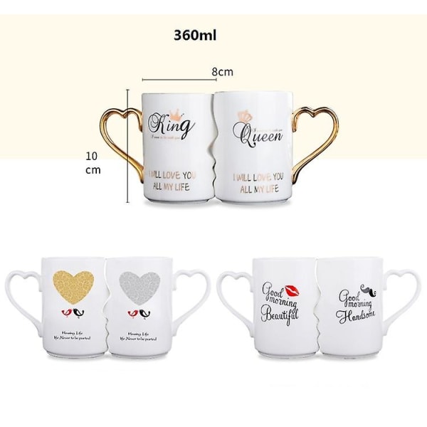 2 st/set Keramiska Kyssmuggar för Par Alla Hjärtans Dag Jubileum Bröllop Födelsedag Julklapp B with Lid box