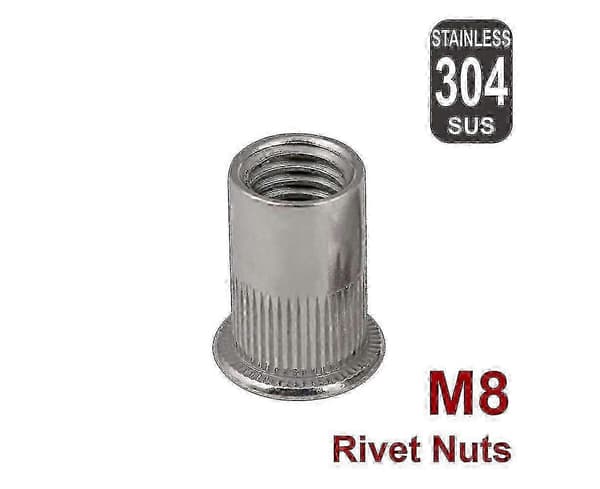M8 blindnagler i 304 rustfritt stål, 60 stk. blindhodesett