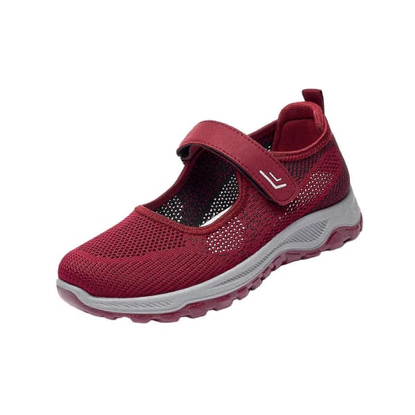Kvinner Eldre Mesh Joggesko Sklisikre Hverdagssko Flate Pustende Joggesko 39 Red 39 Size
