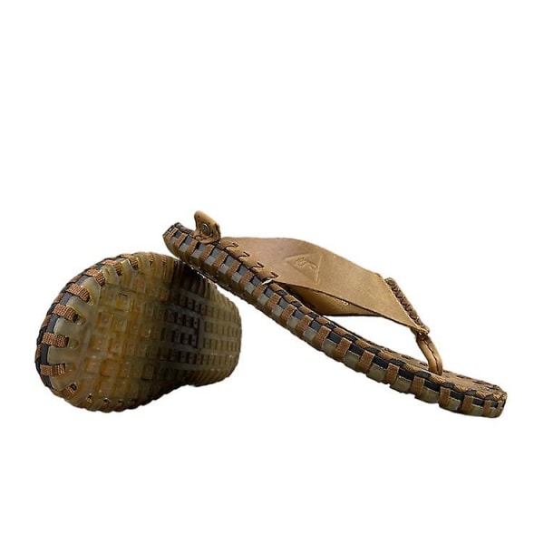 Män Läder Top Layer Kohud Beach Shoes Halkfria sandaler 40