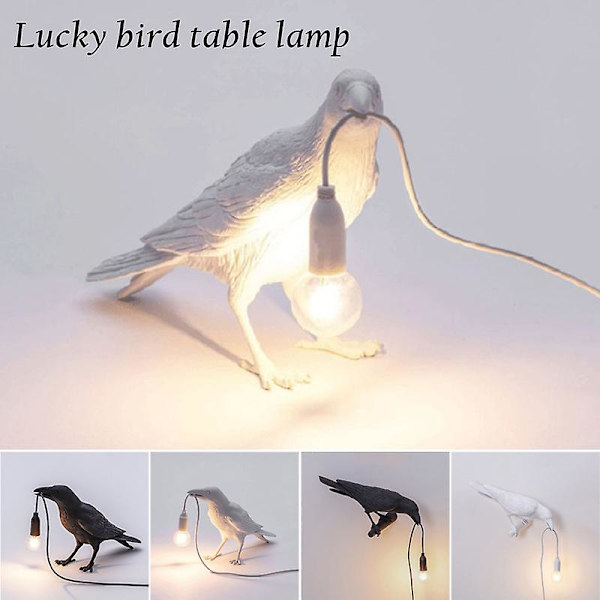Raven Lätta Fåglar Bordslampor Sovrum Harts Kråka Skrivbordslampa Sänglampa Vägglampa Black D EU Plug