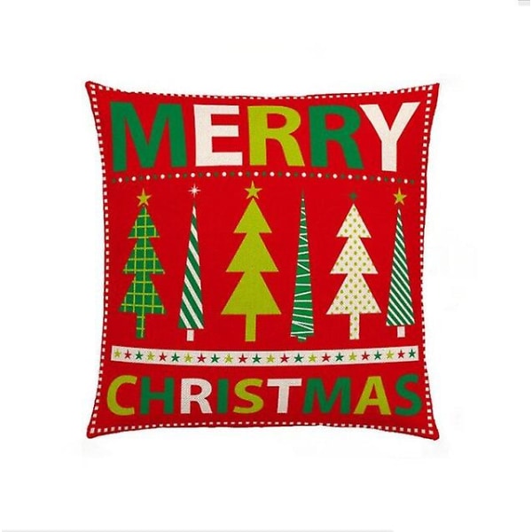 Julgran Snöflinga Röd Kuddfodral Hushållsprodukter Tryckt Kudde Soffa Ryggstöd 45x45cm