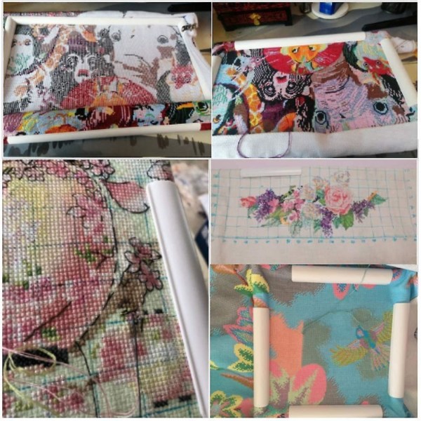 Broderiram med klämma, fyrkantig broderiram i plast för broderi, quiltning, nålmåleri och korsstygn 28*28CM