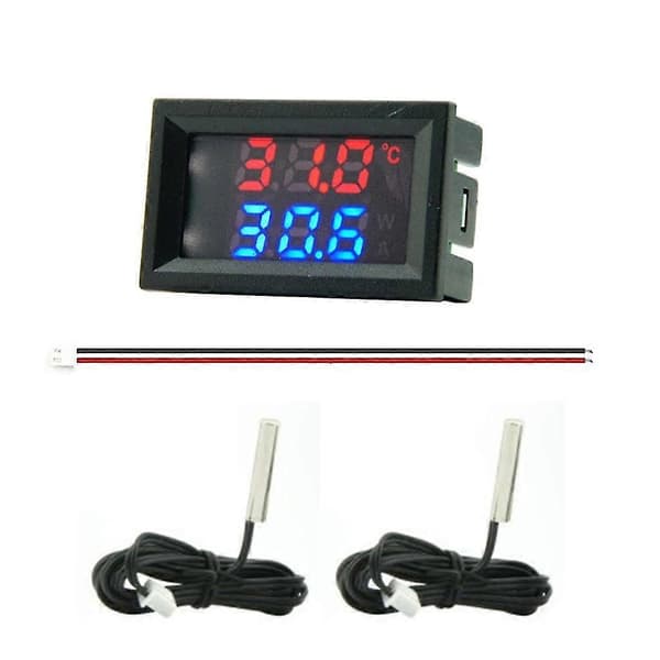 Temperaturmåler Dobbel Digital Skjerm Termometer 4-28v Temperatursensor Probe Detektor Spenningsmåler Brukt Til Bil B