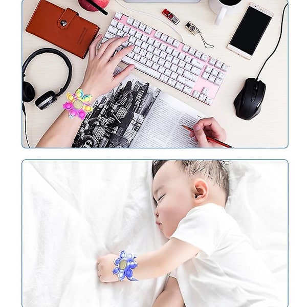 Mustekala Pyörivä Pomppiva Fidget Spinner Lelu Anti Stress Rannekoru Valo Lapset Blue