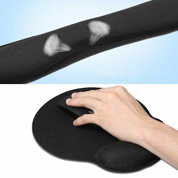 Tangentbord med minnesskum, musmatta i silikagel och handledsstöd med handledsstöd
