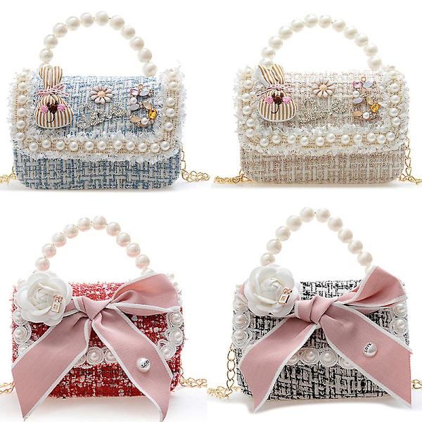 Tyttöjen prinsessatyylinen olkalaukku käsilaukku crossbody-laukku, lasten lahja Off white