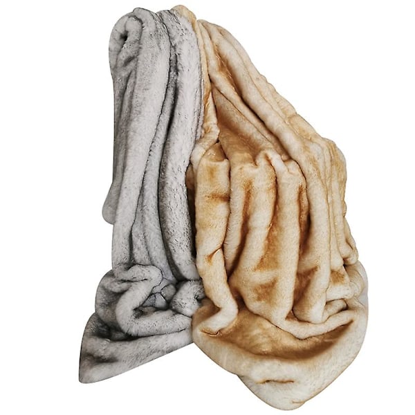 Superbløde, Fuzzy Faux Fur Plaider, Fluffy Plys Hyggelige Med Black tip on white