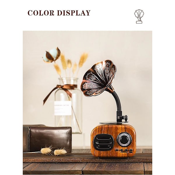 Pähkinäpuun värinen langaton kaiutin retro puinen kannettava mini bluetooth järjestelmä TF FM radio subwoofer