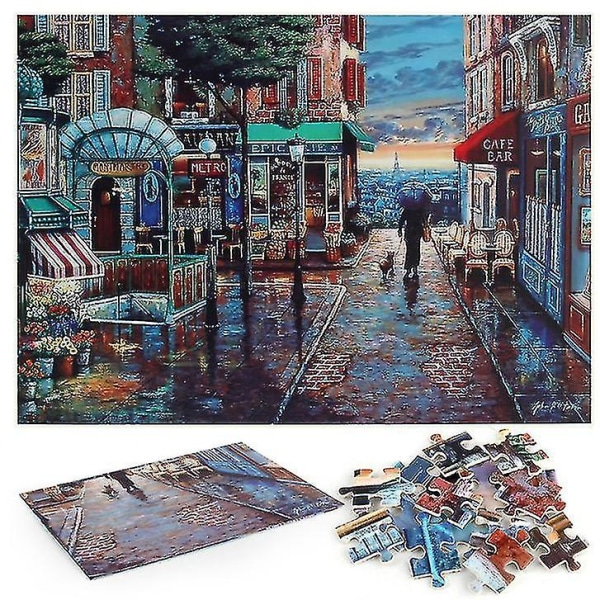 French Town Jigsaw Puzzle, 1000 st Pedagogiskt dekompressionspussel, väggdekoration