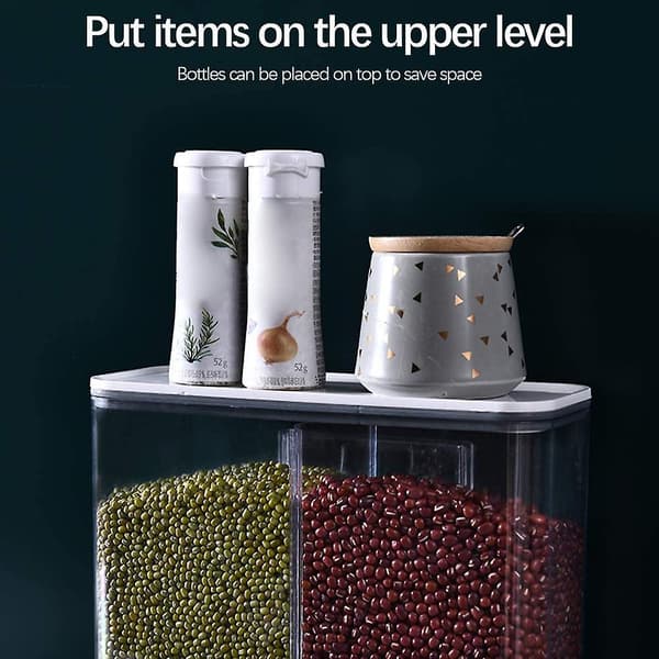 [LCS]Vægmonteret tørfødevaredispenser Praktisk risopbevaringsboks Dispenserbeholder til kornris 1000ml