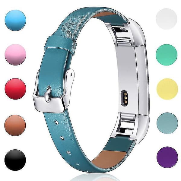 [LCS] Äkta läderarmband justerbart ersättningsband med metallspänne för Fitbit Alta Band / White