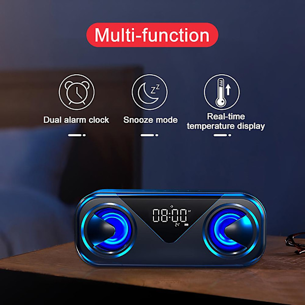 FM-radio Bluetooth-kompatibla högtalare LED Caixa De Som Amplificada Väckarklocka Alto-falantes Subwoofer Hemmabio