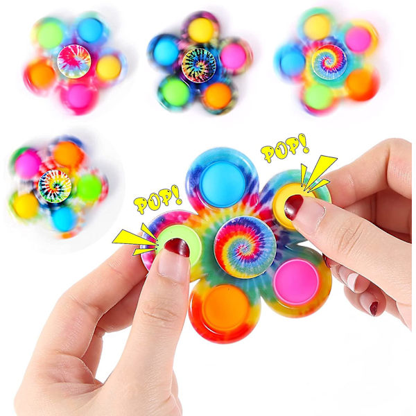4 kpl pop fidget spinner -leluja, tie-dye popper pop bubble spinner -setti