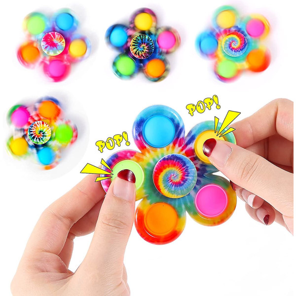 4-pack pop fidget spinner leksaker tie-dye popper pop bubble spinner set