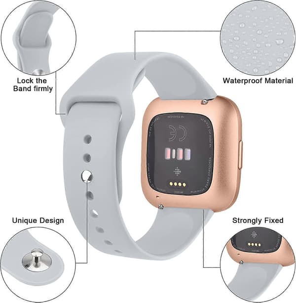 [LCS] Remme til Fitbit Versa 2 Remme, Klassisk Silikone Justerbar Erstatningsrem til Fitbit Versa 2/Fitbit Versa Lite/Fitbit Versa Color 5