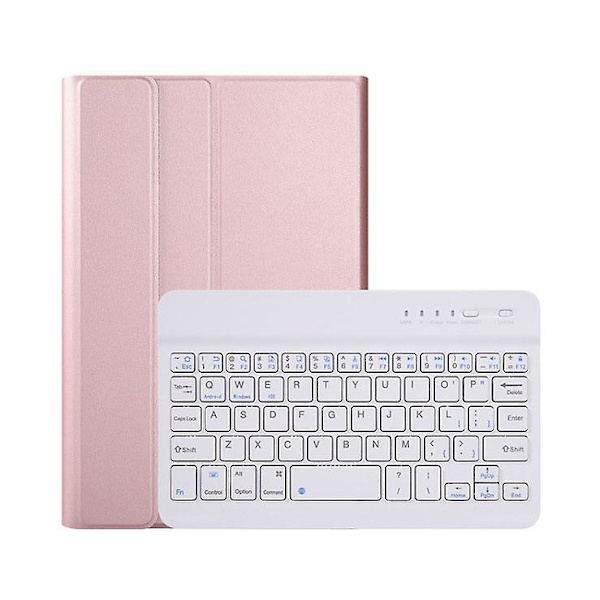 Bluetooth-tangentbordsfodral kompatibelt med Samsung Galaxy Tab S6 Lite 10.4\" 2020 (sm-p610/sm-p615) med bakgrundsbelysning Rose Gold