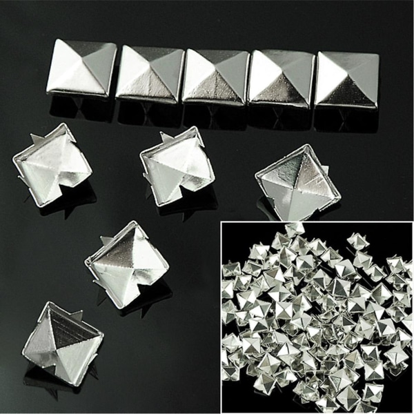 Wituse Billigt! 100st DIY 10mm Silver Pyramid Studs Nailheads Riv