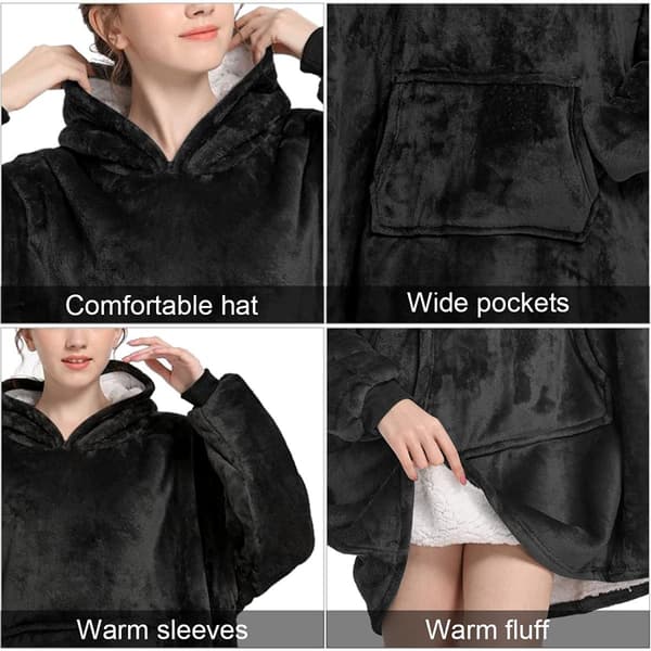 [LCS]Snuggie Oversized Filt Hettegenser M\u00f6rkbl\u00e5