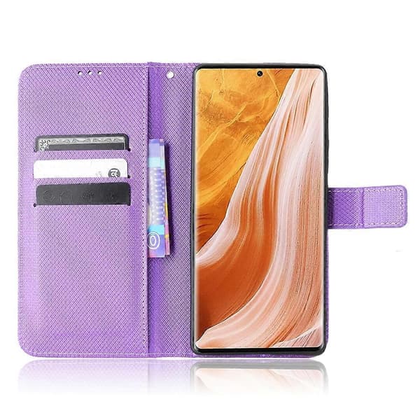 Diamanttexturerat läderfodral för ZTE Axon 40 Pro Purple