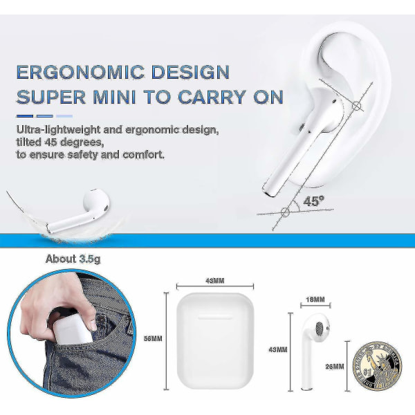 Bluetooth hörlurar, trådlösa Touch-hörlurar, Hifi-hörlurar, brusreducering