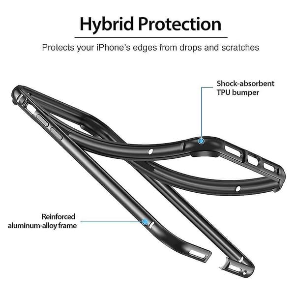 [LCS]Bumper Case kompatibel med Phone 11 Pro, metalramme rustning med blød Grey