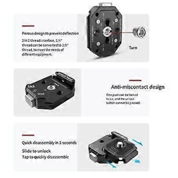 F38 Multi-Hål Snabbkopplingsplatta Kit Stativfäste Adapter Snabbkopplingsplatta Kameratillbehör