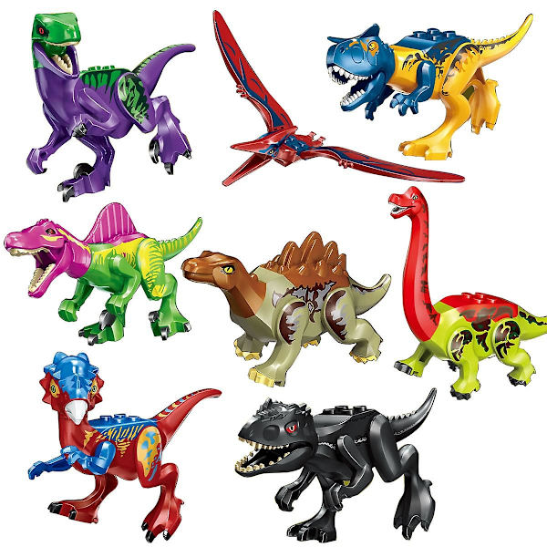 Låsande Klossar Jurassic Dinosaurier Byggklossar Leksaker För Barn 8 Pcs