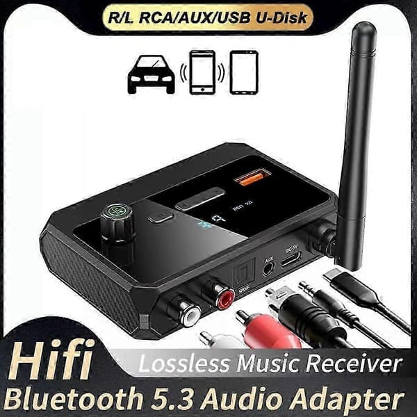 Bluetooth 5.3 Digital Display Modtager Stereo Audio Adapter til Bil, Hjem, TV C36 Model