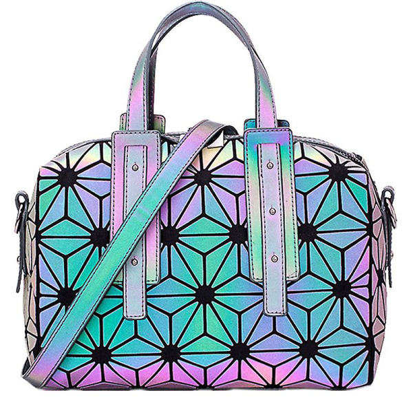 Geometrisk holografisk självlysande reflekterande handväska för kvinnor Axel Cross Body Messenger Bag