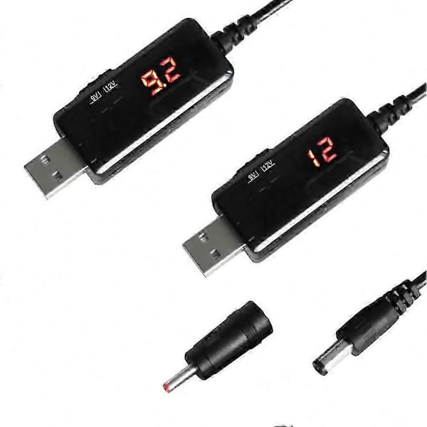 USB-strømkabel for 5V til 9V 12V konvertering WIFI-adapter ladekabel med USB-boostmodul via Powerbank-tilkobling Black
