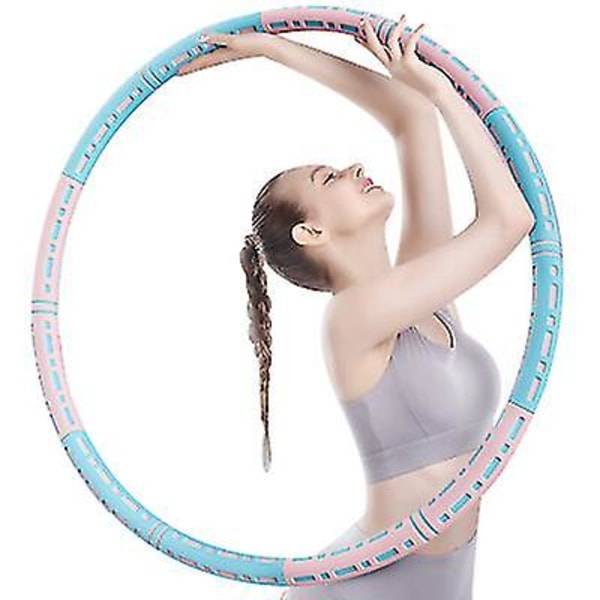 Kokoontaitettava hulavanne 95cm painotettu kuntoiluvanne 6 solmua blue pink