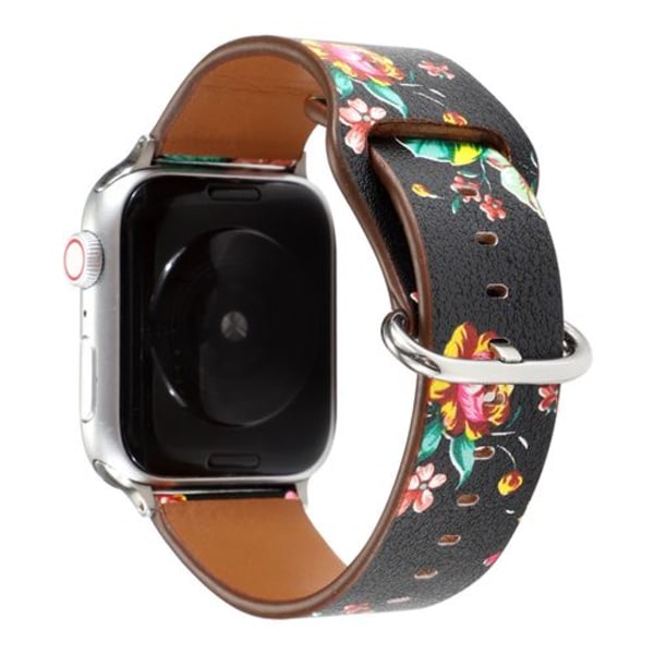 Blommönster läderrem för Apple Watch Series 6 / SE /