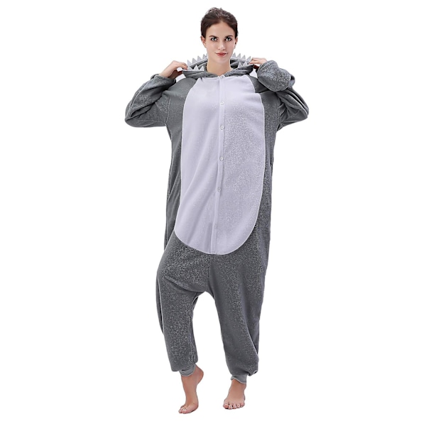 Reedca Totoro Vuxen Onesie Halloween Cosplay Kostymer Anime Pyjamas För Kvinnor Och Flickor, Knappstängning Grey Shark M