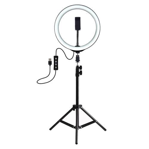 [LCS]Rengasvalo LED 26 cm jalustalla USB-lamppu 3 tilaa